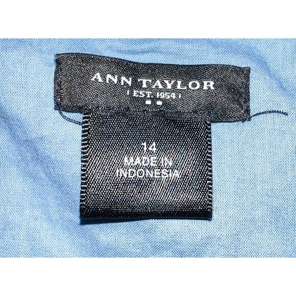 Ann Taylor Womens Abstract Blue & White Pleated Skirt Size 14 - Picture 3 of 3